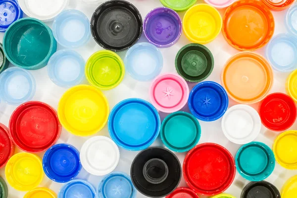 Capas Garrafa Plásticas Multicoloridas Recicladas — Fotografia de Stock