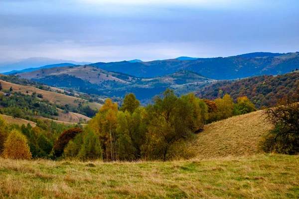 Barevná Podzimní Krajina Rumunských Karpat Fantanele Vesnice Sibiu Kraj Popeláč — Stock fotografie