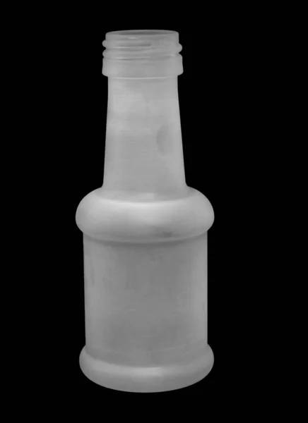 Uma Garrafa Plástico Branco Sobre Fundo Preto — Fotografia de Stock