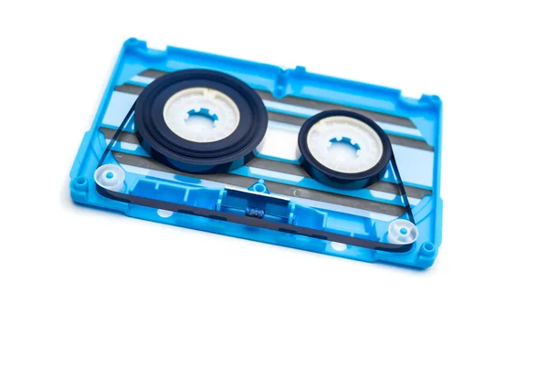 Stara Niebieska Kaseta Audio Białym Tle — Zdjęcie stockowe