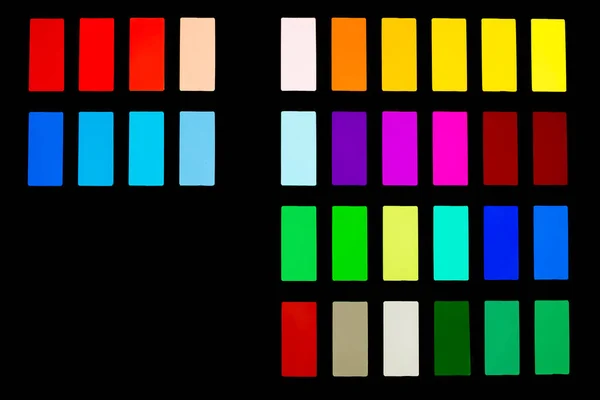 Образцы Цветовой Палитры Радуги Черном Фоне — стоковое фото