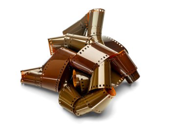 Beyaz arkaplanda 35 mm 'lik film kaseti