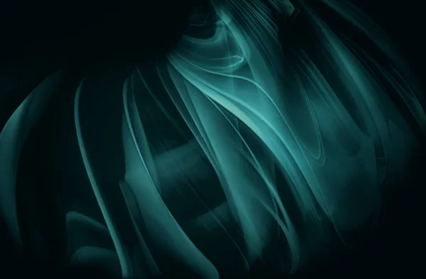 Abstrato Ondas Seda Teal Sobre Fundo Escuro — Fotografia de Stock