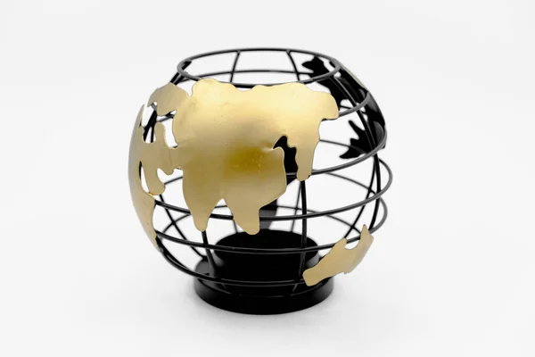 Чорно Золотий Глобус Землі Дроту — стокове фото