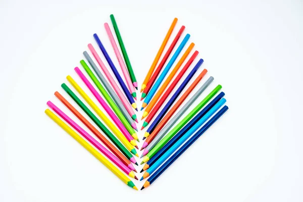 Colored Wooden Pencils White Background — Stock Photo, Image