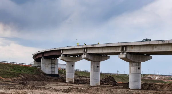 Шоссе Приостановлено Время Строительства Облачный День — стоковое фото