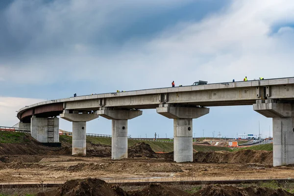 Шоссе Приостановлено Время Строительства Облачный День — стоковое фото