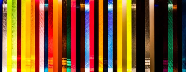 Luz Través Pila Diferentes Colores Hoja Acrílico Fundido — Foto de Stock