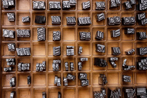 Letterpress Stampa Lumache Lettere Nel Cassetto — Foto Stock