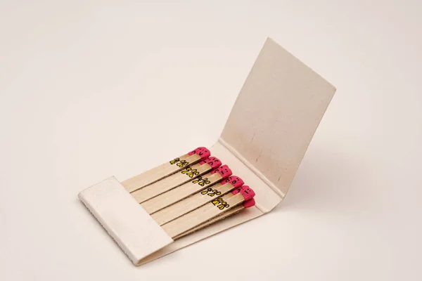 Matchsticks Faces Painted Heads White White — Stock Photo, Image