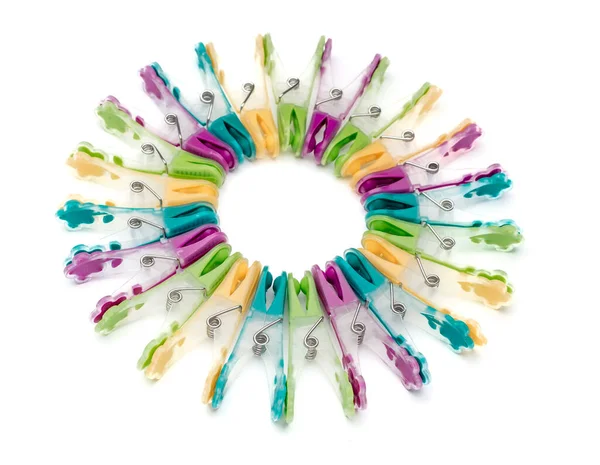 Crochets Blanchisserie Plastique Multicolore Cercle — Photo