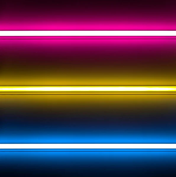 Mehrfarbige Neonlichter Leuchtende Horizontale Linie — Stockfoto