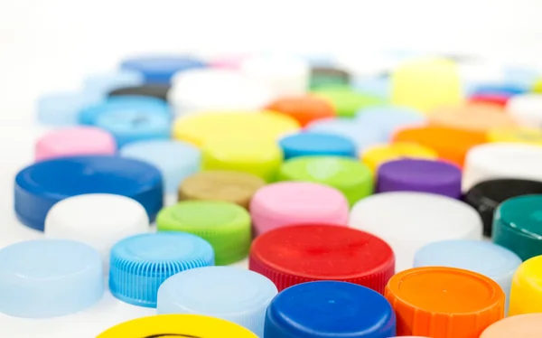 Mehrfarbige Flaschenverschlüsse Aus Recyceltem Kunststoff — Stockfoto