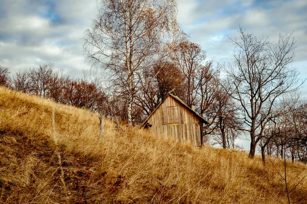 Roemeense Oude Schaapskooi Top Van Heuvel Het Najaar Fantanele Dorp — Stockfoto