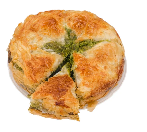 Spinach Pie White Plate — Stock Photo, Image