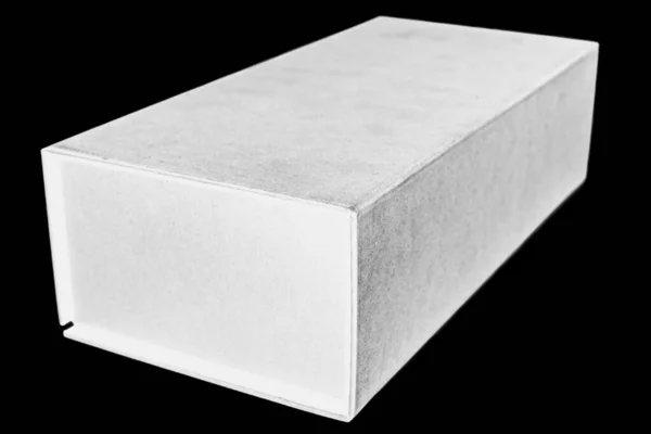 Λευκό Χάρτινο Κουτί Μαύρο Φόντο — Φωτογραφία Αρχείου