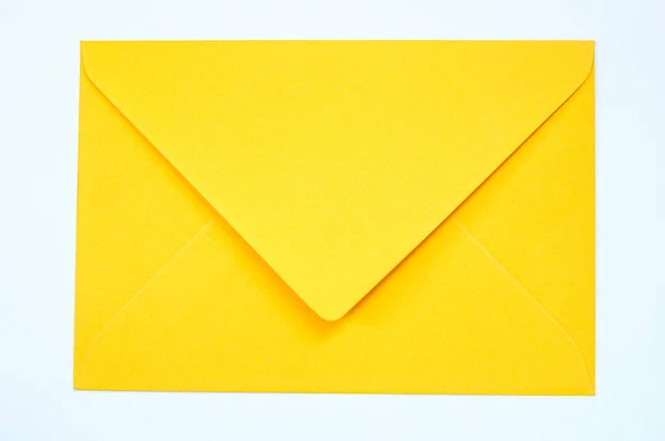 Envelope Papel Vintage Amarelo Isolado Branco — Fotografia de Stock