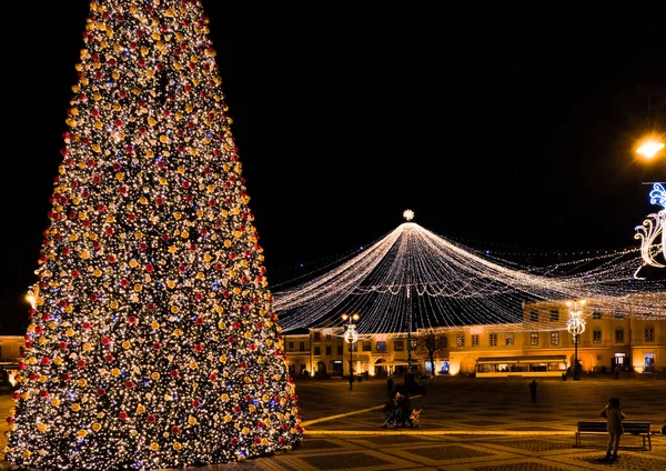 Miasto Sibiu Rumunia Grudnia 2020 Panoramiczny Widok Big Square Miasta — Zdjęcie stockowe