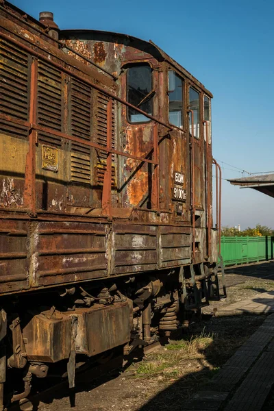 Ciudad Ruse Bulgaria Octubre 2017 Viejas Locomotoras Tren Retro Desuso —  Fotos de Stock