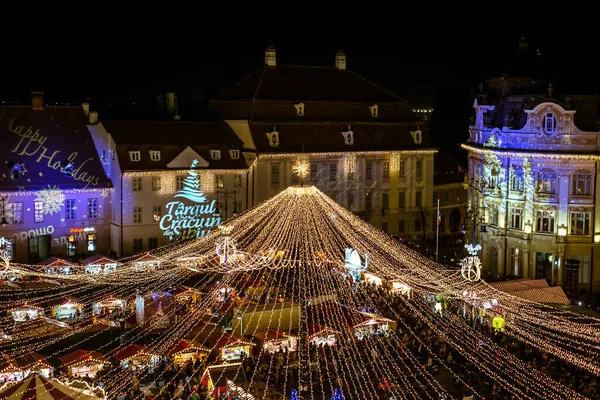 Sibiu Rumunia Listopada 2019 Tradycyjny Jarmark Świąteczny Historycznym Centrum Sibiu — Zdjęcie stockowe