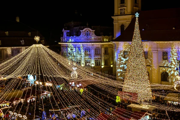 Sibiu Rumunia Listopada 2019 Tradycyjny Jarmark Świąteczny Historycznym Centrum Sibiu — Zdjęcie stockowe