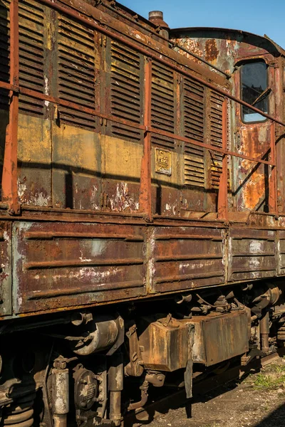 Ciudad Ruse Bulgaria Octubre 2017 Viejas Locomotoras Tren Retro Desuso — Foto de Stock