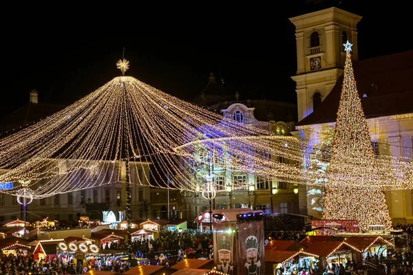 Sibiu Rumunia Listopada 2019 Tradycyjny Jarmark Świąteczny Historycznym Centrum Sibiu — Zdjęcie stockowe