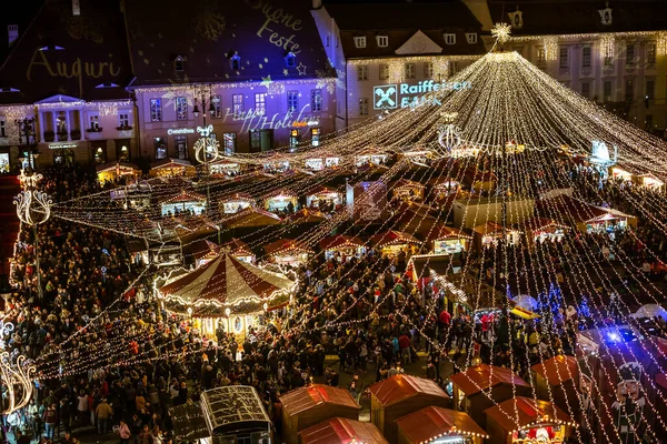 Sibiu Romênia Novembro 2019 Mercado Tradicional Natal Centro Histórico Sibiu — Fotografia de Stock