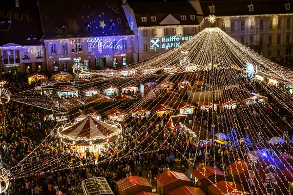 Sibiu Roemenië November 2019 Traditionele Kerstmarkt Het Historische Centrum Van — Stockfoto