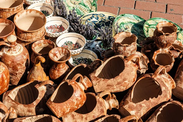 Sibiu City Romania Settembre 2021 Tradizionale Mercato Della Ceramica Artigianale — Foto Stock