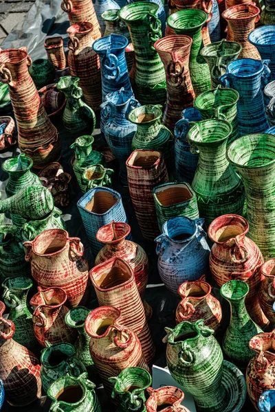 Sibiu City Romania Settembre 2021 Tradizionale Mercato Della Ceramica Artigianale — Foto Stock