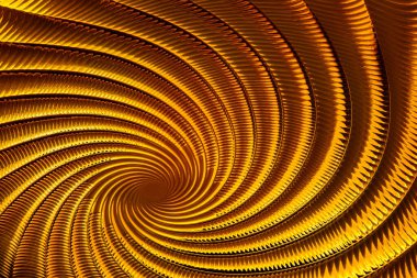 Büyüleyici, soyut, sarmal, dalgalanık, dalgalanık kurdeleler, hipnotik bir etki yaratıyor, sanatsal güzellikle mimari hassasiyet, karmaşık çizgiler sergiliyor.