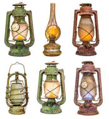 Eski zamanların el fenerleri koleksiyonu.