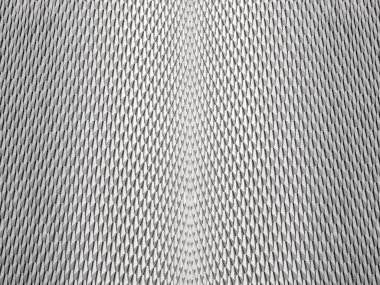 Birbirine kenetlenmiş geometrik desen, gri tonlarında üçgen metalik şekiller