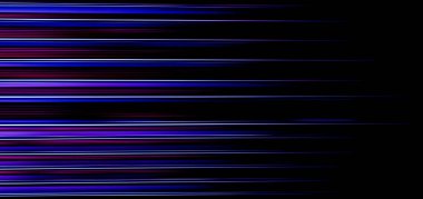 Karanlıkta soyut mavi ışık izleri, hareket bulanıklığı etkisi, hızın karanlık arka plan üzerindeki etkisi.