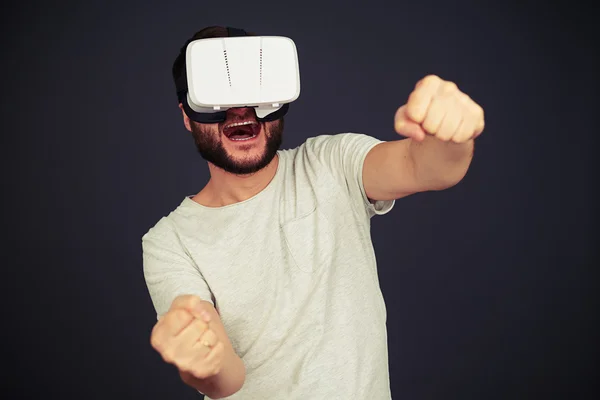 Man driving in virtual reality — Stock Photo, Image