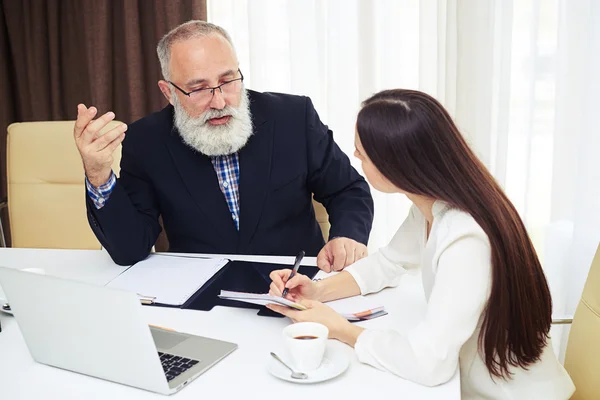 Empresaria explicando plan de negocios a su colega — Foto de Stock