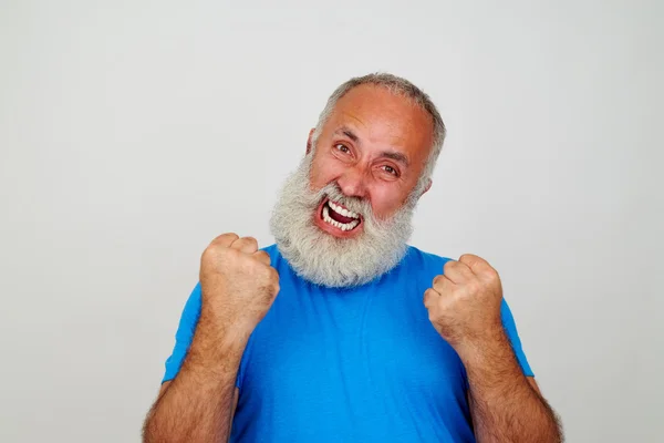 Yaşlı adam beyaz izole sinirlilik gesturing — Stok fotoğraf