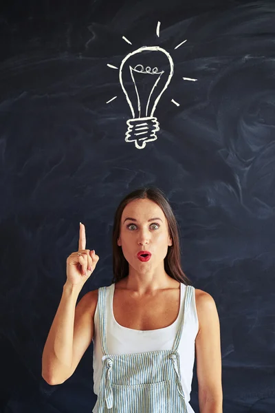 Young female performing the concept of having an idea — Stock Photo, Image