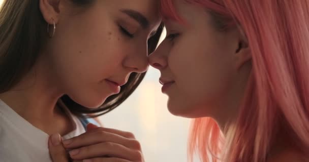 Gay mujer acariciando su novia — Vídeos de Stock
