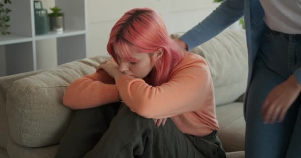 Woman giving comfort to her sad girlfriend — Stock Video