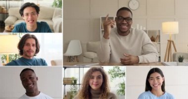 Çevrimiçi video eğitimine katılan çalışan grup webinar