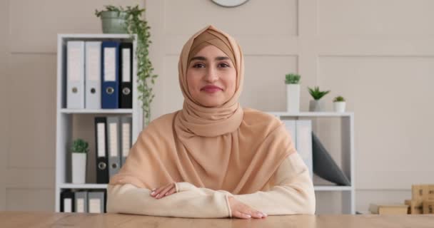 Femme chat vidéo au bureau — Video