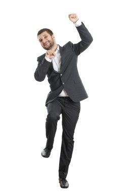 atlama ve gülerek işadamı