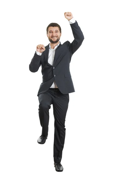 Excitado joven empresario bailando — Foto de Stock
