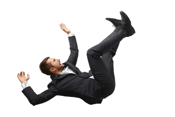 Falling and screaming businessman — Stock Photo, Image