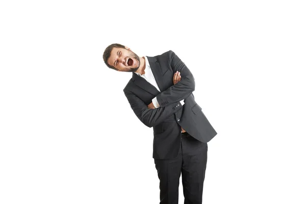 Man leaning to the right and screaming — Stock Photo, Image