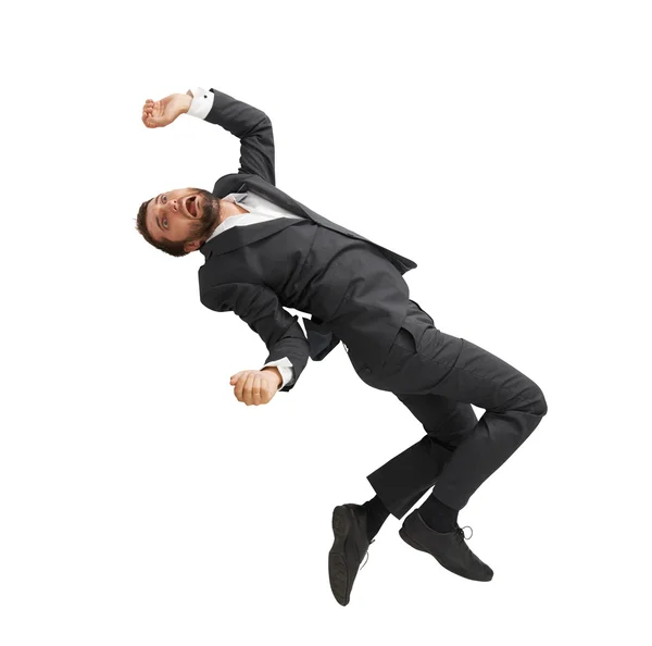 Frightened businessman falling down — Stock Photo, Image