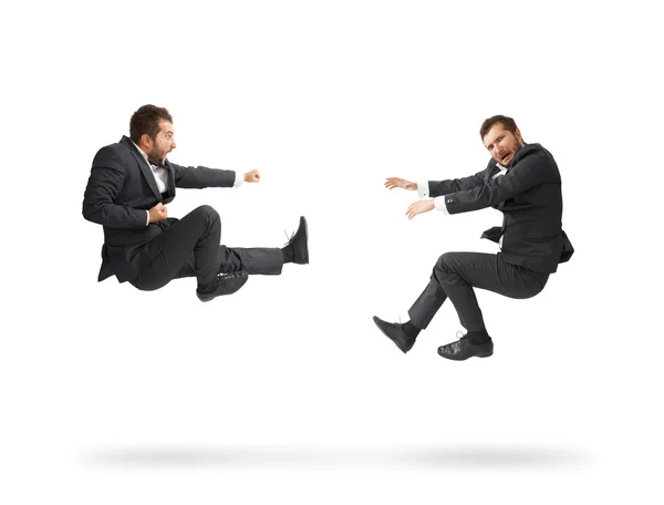 Funny screaming businessmen in fight — Stock Photo, Image