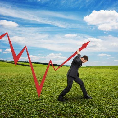 adam destekleyen kırmızı grafik